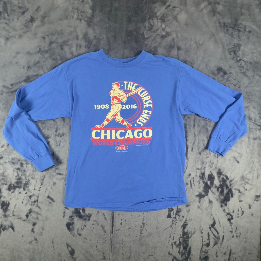 Smack Apparel Long Sleeve Shirt Mens Medium Blue Chicago World Champions 2016